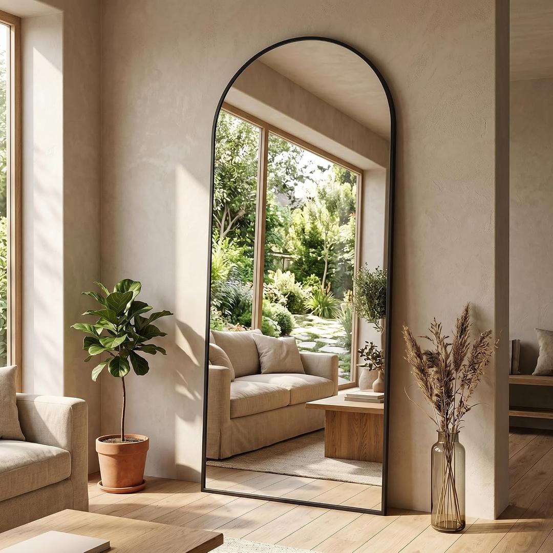 58.1"x19.1" Floor Mirror Full Length, Arched Full Length Mirror with Stand, Full Body Mirrors for Bedroom Living Room or Cloakroom Black