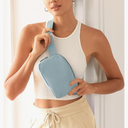 Unisex Mini Belt Bag with Adjustable Strap Small Fanny Pack for Workout Running Traveling Hiking, Stone Blue