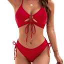 Blooming Jelly Womens Bikini Sets Two Piece Swimsuit 2026 Curvy Cutout String Bathing Suit (Red, XL)
