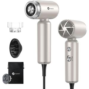 slopehill Dual Voltage Travel Mini Hair Dryer, Lightweight Ionic Blow Dryer, Professional Fast Drying, Compact Portable Quiet Hairdryer with Magnetic Diffuser for Women, International European 100-240V (Stone)