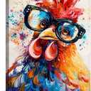 Fuzawet Banksy Chicken Wall Art Rooster Pictures Funny Chicken Canvas Wall Decor Rooster Painting Home Modern Artwork Decorations Framed for Kitchen Living Room Bedroom Bathroom Office 16 x 24 inch