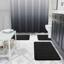 Buganda Bathroom Mat Set, 2 Piece Memory Foam Bath Mat and U-Shaped Toilet Rug, Machine Wash Dry, Soft Non Slip Absorbent Bath Rug for Bathroom, Shower and Tub (24" x 16"+24" x 20", Black)