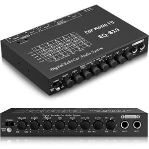 EQ-819 Car Audio Equalizer, Car Equalizer Car Audio Car EQ with Karaoke Funtion Mic Input, acualizador Digital Equalizer car Audio car Amplifier equalizers with Aux Input/EQ Tuning/Echo