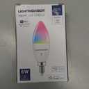 Lightinginside E12 Smart Light Bulbs 60W Equiv., Work with Alexa/Google Home/Smart Life, 500LM 6W RGBCW Candle Candelabra LED Light Bulbs, No Hub Required, 2.4G WiFi Bluetooth Bulb, ETL Listed, 2PCS (Multicolor)