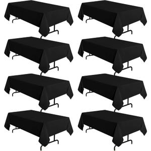 sancua 8 Pack Black Tablecloth 60 x 120 Inch, Rectangle Table Cloth for 8 Feet Tables - Stain and Wrinkle Resistant Washable Polyester Table Cover for Dining Tables, Buffet Parties and Camping