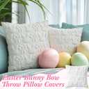 Moukeren Bow Pillow Covers 18x18 Inch Set of 4, Cute Bunnies & Bowknot Design, Soft Plush Coquette Room Decor, Fluffy Spring Decorative Pillowcases for Couch Bed Sofa Living Room(White)