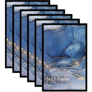Fxojyvo 15x23 Picture Frame Set of 6, Black Frame for 15 x 23 Inch Picture Poster Photo, Light Weight and High Transparent 15 by 23 Frame for Wall - 6 Pack/Black/15 x23