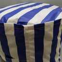 icon Milano Bean Bag Pouffe, Kyoto Stripe Blue, Woven Fabric, Large Pouffe Footstool with Filling Included, Footrest, Bedroom, Living Room, Living Room Furniture