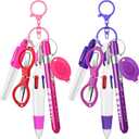 12 pcs Nurse Pen Set Two Colors Pink Purple Include Permanent Marker Pen Pen Lights for Nurses Retractable Ballpoint Pen Nursing Keychain Clip Foldable Scissors LED Flashlight Keychain for Nurses
