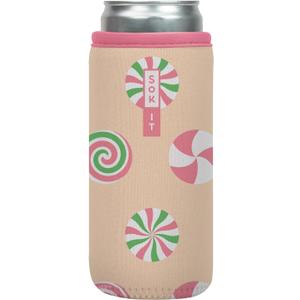 Sok It CanSok Sleeve for Beer & Soda Insulated Neoprene Cover (Candy Lane, 12oz Slim Can Sleeve)