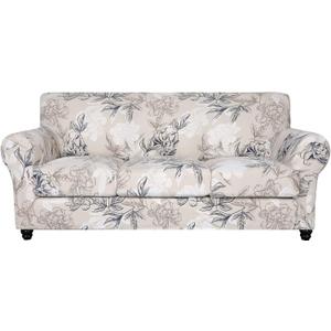 SearchI Stretch Sofa Cover Printed Couch Cover, Floral Pattern 4 Pieces Sofa Slipcover with 3 Separate Cushion Cover, Washable Furniture Protector for Living Room(Sofa, Flower Shadow) (Large)
