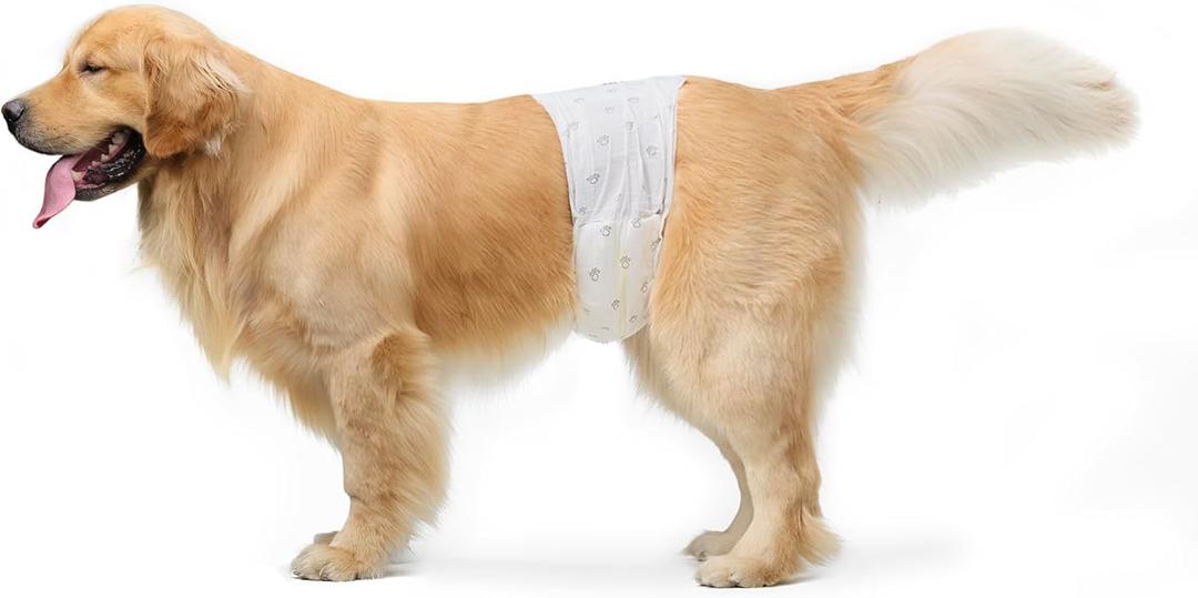 Amazon Basics Male Dog Diapers, 30 Count, Large, Ultra Absorbent Disposable Wrap with Secure Fit, Leakproof and Comfortable