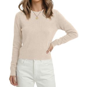 LaGracia Cropped Sweaters for Women Long Sleeve Business Casual Sweater Crop Tops Lightweight Wool Blend Spring Fall Outfits L