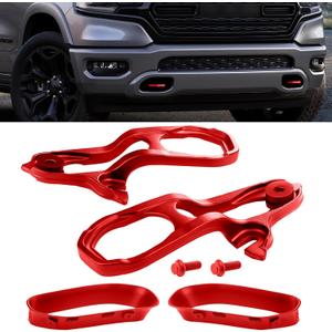 Heavy Daty Front Left & Right Tow Hooks Compatible with Dodge Ram 1500 DT 3.6L 5.7L Engine 2019 2020 2021 2022 Replaces 82215268AB 82215268AB 68272945AB with Mounting Screws,Red,Pack of 2