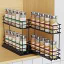 Pull Out Spice Rack Organizer for Cabinet, Slide Out Spice Racks, Easy to Install Spice Cabinet Organizer, 2.75''Wx10.35''Dx8.26''H, 2 Drawers 2 Tiers(Black (2 Pack in 1 Base(2.75''))