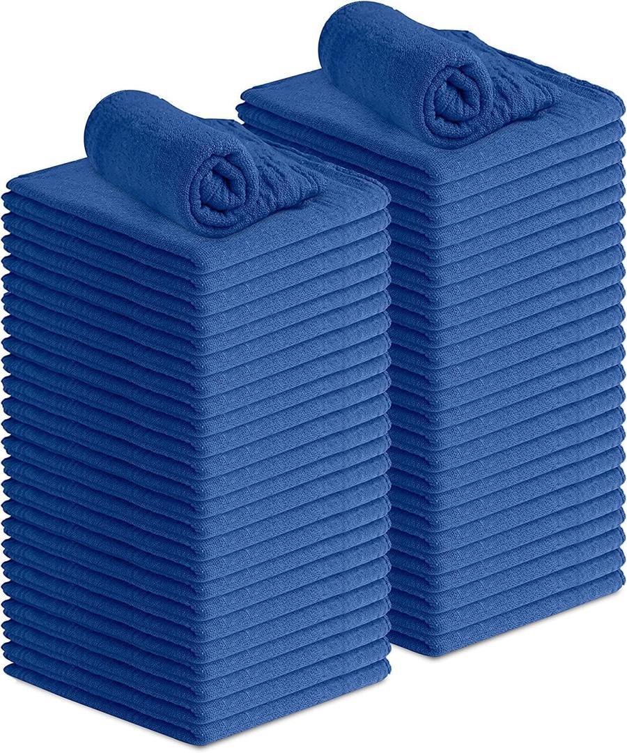 Avalon Towels Cotton Shop Rags – (Pack of 20) Size 12x14 Inches Cleaning Rags – Absorbent Shop Towels and Multipurpose Cleaning Towels for Automobiles, Industries, Garage and Homes (Blue)