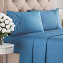 Twin 4 Piece Sheet Set - Comfy Breathable & Cooling - Ultra-Soft Hotel Luxury Bedding Set with 8-16 Inch Deep Pockets - 1 Flat & 1 Fitted Sheet & 2 Pillowcases - Wrinkle Free & Easy Care - Denim Blue