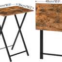 HOOBRO Folding TV Tray Tables, Set of 2 Side Table for Small Space, Industrial Snack Tables for Eating at Couch, Stable Metal Frame, Easy Assembly, Space Saving, Rustic Brown and Black BF25BZ01