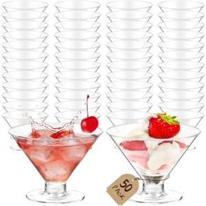 50 PCS Disposable Martini Glasses for Parties 5oz,Plastic Martini Glasses Disposable,Martini Plastic Cups for Wedding Party Bowl Ice Cream Fruit, Small
