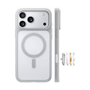 TORRAS Stronger Magnetic & Shockproof for iPhone 17 Pro Max Case, Fit for MagSafe, Military Grade Drop Protection, Camera Control, DIY Button, Slim for iPhone 17 Pro Max Case Translucent Silver