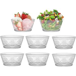 Vintage glass dessert bowl, ice cream bowl, 13oz glass bowl for small dipping bowls Set of 4, ice cream, sundaes, oatmeal, small fruit salad, etc (8)