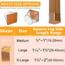 Chair Leg Floor Protectors Square, Silicone Chair Leg Protectors for Hardwood Floors, Chair Leg Caps Covers Protect Wooden Floors from Scratching 20 Pcs X-Large (Fit:1-5/8" ~ 2")