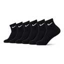 Nike Unisex Everyday Cushioned Training Ankle Socks (6 Pairs), Black/White, Large