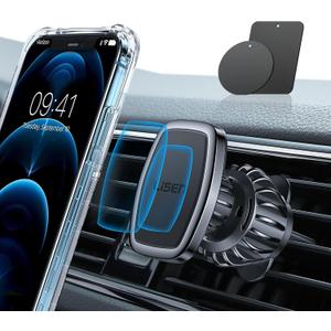 LISEN Magnetic Phone Holder for Car, Car Phone Holder Magnetic with Upgraded Clip & Ultra 6 Strong Magnets, Magnetic Car Phone Mount Magnet for Car Automobile Cradles (Black)