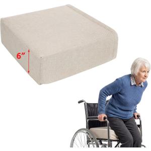 Geelin Booster Cushion for Adults Seat and Chair Cushion with Strap Easy Rise for Elderly Butt Foam Seat Pillow for Adults Seniors Wheelchair Home Office Patio, 16 x 16 x 6 Inch(Linen,Beige)