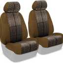 Coverking Custom Fit Front 50/50 Bucket Seat Cover for Select Chevrolet Models - Saddleblanket (Camel with Neosupreme Tan Sides)