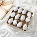 Qunclay 24 Pcs Easter Egg Decorations 2.4 in Plastic Rhinestone Eggs White Elegant Vase Filler and Basket Stuffer DIY Craft Supplies for Easter Gift Spring Wedding Party Vase Home Decor (Glitter)