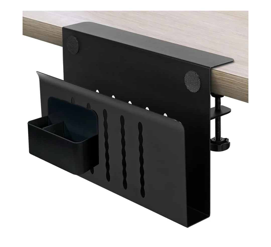 KDD Desk Side Storage, 6 in 1 Under Desk Organizer Set with Magnetic Pen Holder/Cable Hook/Headphone Hook/3 Pin Magnet & 2 Wire Clip, No-Drill Desk Laptop Holder Mount for Office & Home