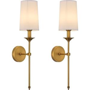 PASSICA DECOR Wall Sconce Set of 2 Hardwired Vintage Antique Brass Sconce Candle Wall Light for Bedroom Living Room Vanity Farmhouse Bathroom Hallway