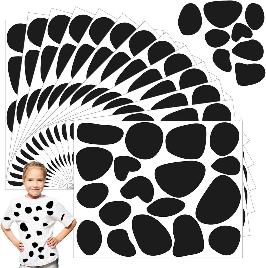 12 Sheets Black Adhesive Felt Circles for Kids Dalmatian Costume, Dalmatian Spot Stickers DIY Decoration(216 Pcs)
