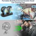 Car Fan, Portable USB Powered Dual Head Cooling Fan for Car, 360 Rotatable & 2 Speeds Adjustable & Mist Function, Powerful Air Circulation for Vehicle Truck SUV Jeep RV Boat, 12V (black)