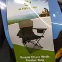 ALPHA CAMP Oversized Camping Folding Chair, Heavy Duty Support 450 LBS Steel Frame Collapsible Padded Arm Chair with Cup Holder Quad Lumbar Back, Portable for Outdoor