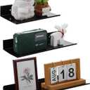 Floating Shelves for Wall Set of 3, Black Metal Wall Shelves for Bathroom 7.8/11.8/15.7 in, Modern Small Adhesive Shelf for Living Room, Bedroom, Office, Kitchen