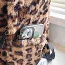 Fluffy Cheetah Print Backpack, Cute Y2k Animal Fur 14 inch Scene Book Bag For Women, Fashion Simple Personal Item Aesthetic Girls Bag