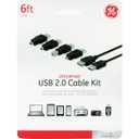 GE 3390127 6 ft. 4 in 1 USB Cable Kit44; Black