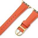 HANDODO Italian Genuine Leather Band for Apple Watch Series 10 9 8 7 6 5 4 3 2 1 SE SE2 Ultra 2, Top Grain Super Thin Strap Women for iWatch 38mm 40mm 41mm 42mm 44mm 45mm 46mm 49mm, Gold Buckle