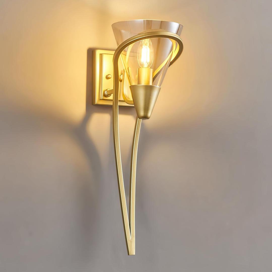 Modern Gold Wall Sconce E12 Torch Decorative Wall Lights Industrial Wall Lights for Bedroom Bathroom Living Room Hallway