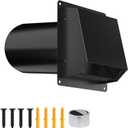 4 Inch Dryer Vent Cover Outside, Galvanized Steel Exterior Hooded Wall Vent Cover with Removable Screen & Cushioned Backdraft Flap, Exhaust Vent for House Through-Wall Dryer Vent Kit (Black)