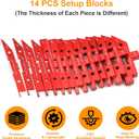 Table Setup Blocks for Woodworking, 14pcs Aluminum Alloy Precision Set up Bars, Precision Height, Depth, Angle & Fence Alignment Gauge Set - Router and Saw Accessories with Storage Case