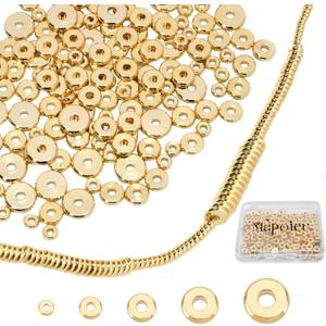 14K Gold Flat Spacer Beads, Disc Spacer, Gold Plated Solid Brass Beads for DIY Bracelet, Necklace Jewelry Making (6mm)