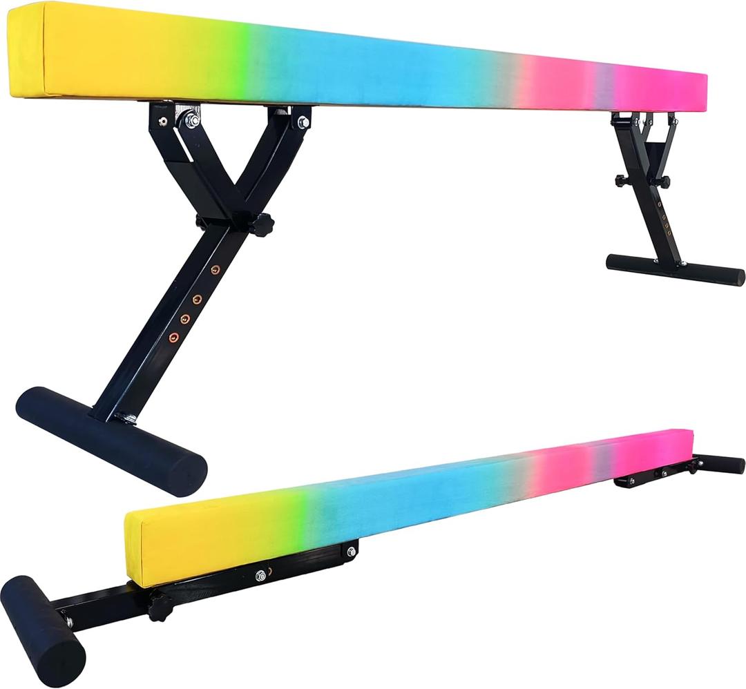 Adjustable Balance Beam for Kids, 8FT Gymnastics Beam with Anti-Slip Legs, High and Low Floor Beam for All Gymnastics Levels, Professional Gymnastic Equipment for Home, Gym Center (7"-29", Fading Pink)