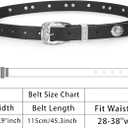 Western-Concho-Cowboy-Belts for Women - PU-Leather Thin Rivet Cowgirl Studded Belt for Jeans(for 29-38''Wasit) (Black)