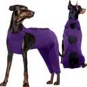 Kuoser Dog Recovery Suit for Back Legs, Thigh Wound Protective Sleeve for Dogs, Dog Recovery Sleeve for Female Male Dogs, Dog Onesie After Surgery Pet Surgical Suit for Spay Neuter, Purple XXL (XXL (Prioritize CHEST GIRTH:32.3-37.4''))