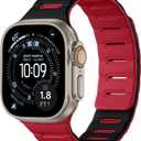 Bandletic Reversible Magnetic Straps Compatible with Apple Watch Bands 49mm/46mm/45mm/44mm/42mm(3/2/1) Men, Silicone Comfortable Strong Magnet for iWatch Series 11 10 Ultra SE3 9 8 7 6 5 4,Black Red