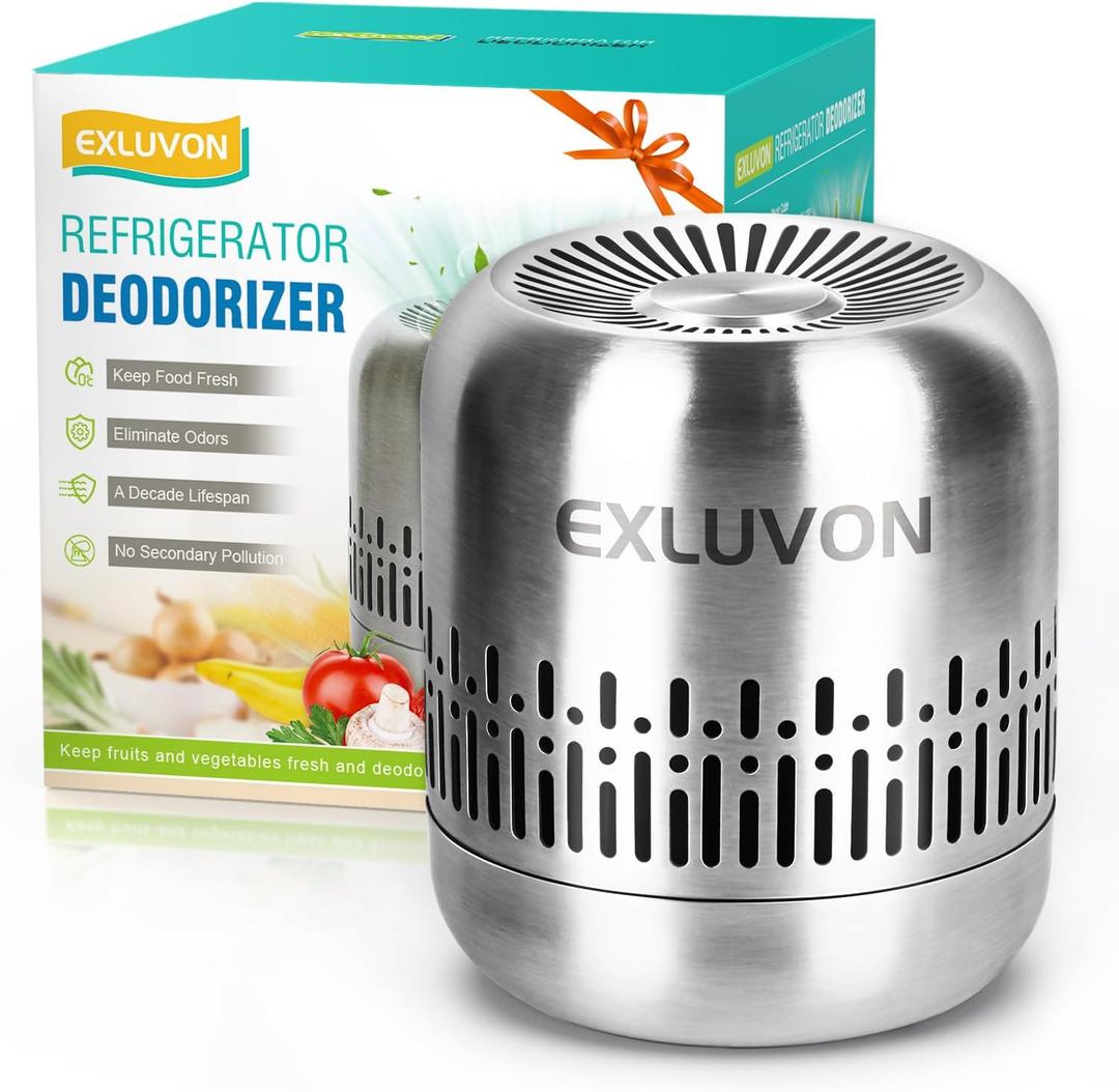 Refrigerator Deodorizer,Lasts for 10 Years,Fridge Deodorizer Kitchen Gadgets Odor Eliminator for Fridge & Freezer, Room,RV and New Home,More Effective Than Baking Soda Charcoal Air Purifier (Silver)