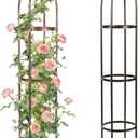 100% Metal Obelisk Trellis for Climbing Plants Outdoor - Heavy Duty Stone Coated Steel Garden Arch Trellis - Tall Sturdy Rustproof Vertical Plant Support for Climbing Vine Vegetables Flowers